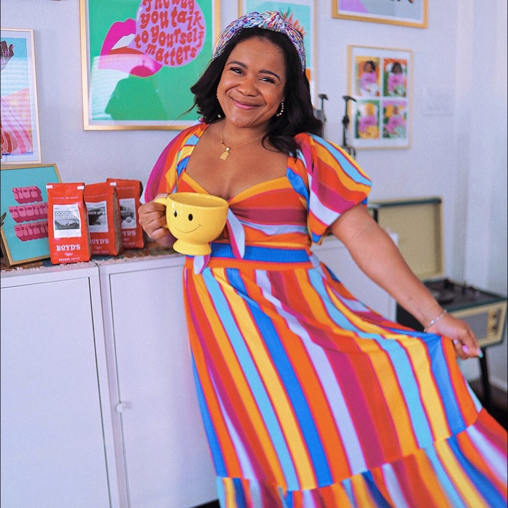 RAINBOW MIDI DRESS